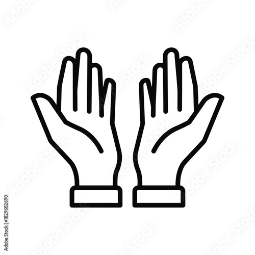 Outline icon of two open hands with palms up, symbolizing prayer or giving