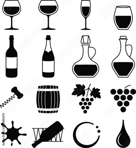 Wine Tasting and Vineyard Equipment Icons