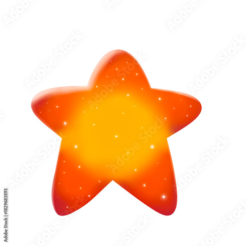 Cute shiny star.Hand drawn glowing star clipart icon.