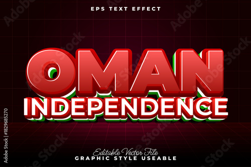 Oman Independence Day - Stylish 3D Text Effect Design for Patriotic Celebrations