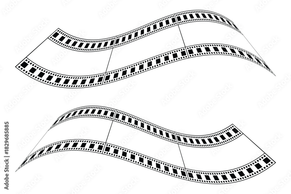 Fototapeta premium Film strip vector set. Retro cinema movie filmstrip design. Camera roll film negative reel. Cinema tape, retro tape frame or border. eps 10