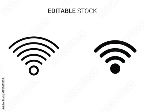 Beautiful silhouette vector of two black and white wifi signal icon set outline and solid