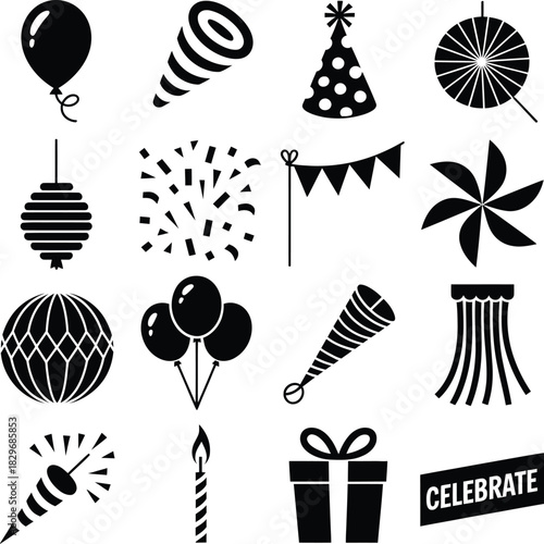 Party Decoration and Celebration Element Icons