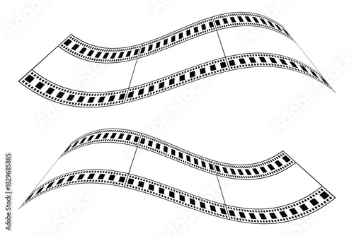 Film strip vector  set. Retro cinema movie filmstrip design. Camera roll film negative reel. Cinema tape, retro tape frame or border. eps 10