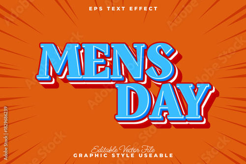 Celebrate Mens Day with a Fun Retro Pop Art Text Effect – Customizable Vector Design for Special Occasions and Events