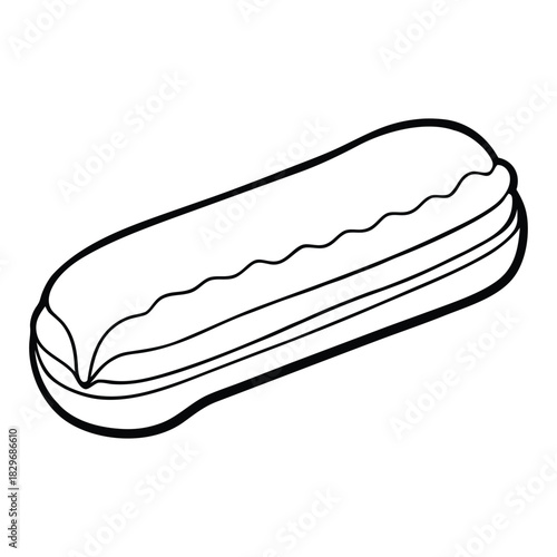 Chocolate Eclair Outline Icon - Vector Line Art for Coloring Book