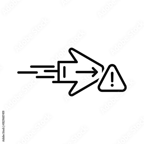 Warning arrow icon indicating a potential problem, caution, or risk ahead