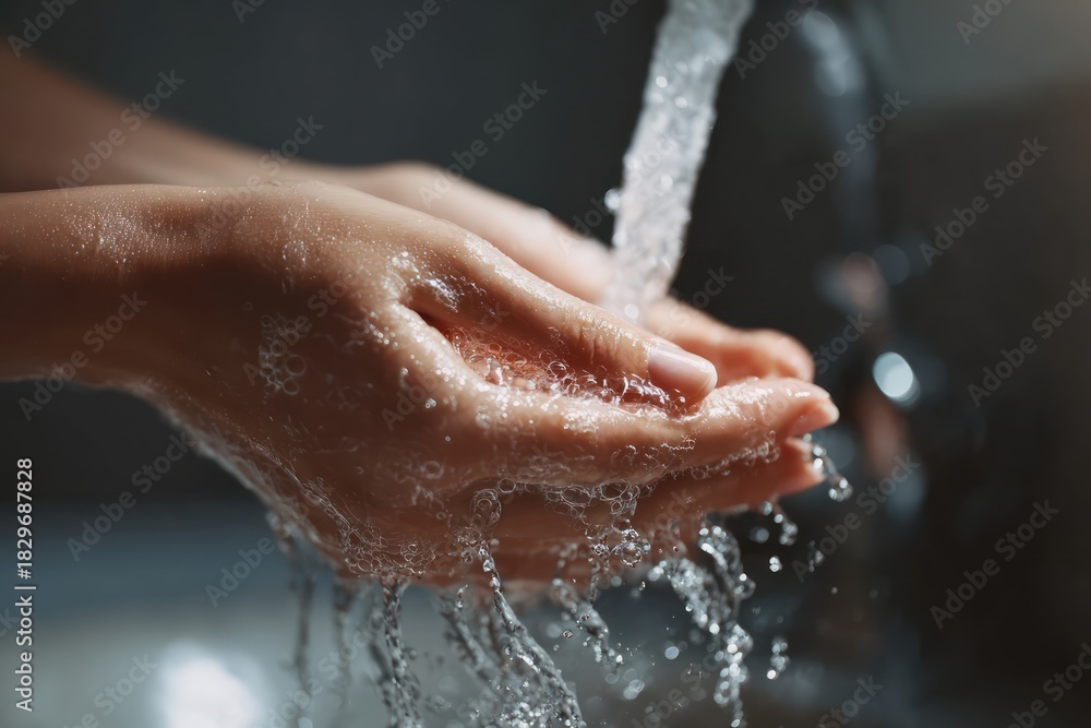 Fototapeta premium Soap and Running Water for Effective Hand Cleansing