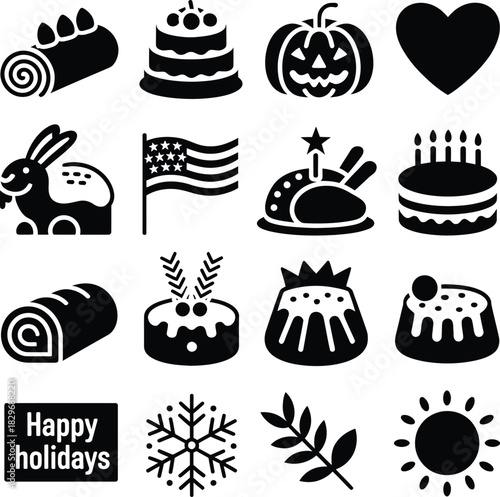 Holiday Celebration Food and Seasonal Icons