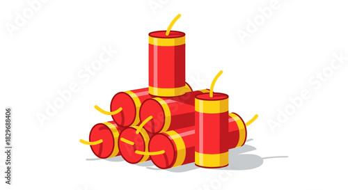 Red Firecrackers Stacked for Festive Celebrations and Explosive Fun.