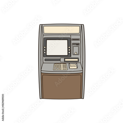 ATM machine with user interface and cash dispenser for banking concept