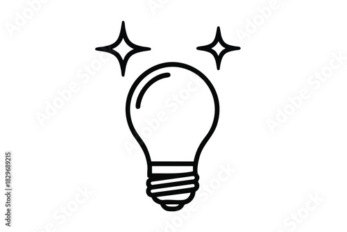 Simple Lightbulb Icon with Sparkles