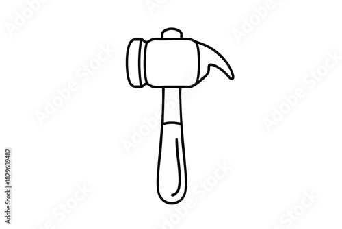 Simple Line Drawing of a Hammer