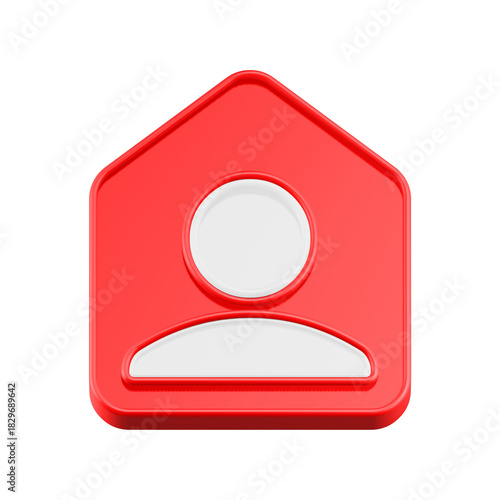 Free Download 3d rendering icon user home in red color - GFXLoad