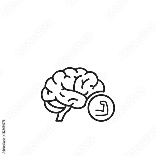Brain strength icon, symbolizing mental power, intelligence, and cognitive ability in a minimalist style