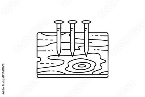 Nails in Wooden Plank Illustration
