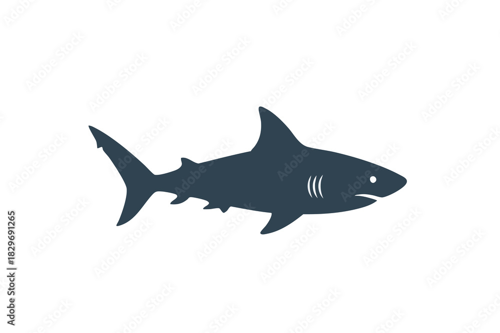 Fototapeta premium Minimalist Dark Blue Shark Silhouette Icon