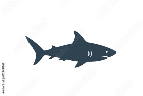 Minimalist Dark Blue Shark Silhouette Icon