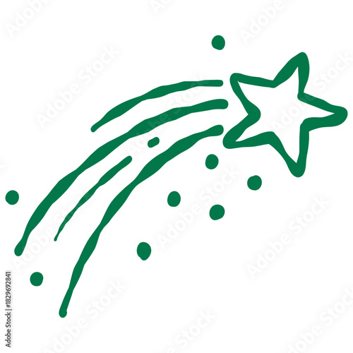 Whimsical shooting star streaking across the sky bringing magical new year luck hope and bright wishes in a playful doodle style