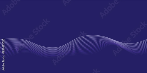 Abstract background with waves for banner. Web banner size. Vector background with lines. Element for design isolated on blue. Blue gradient. Spring, summer, winter. Water, ocean