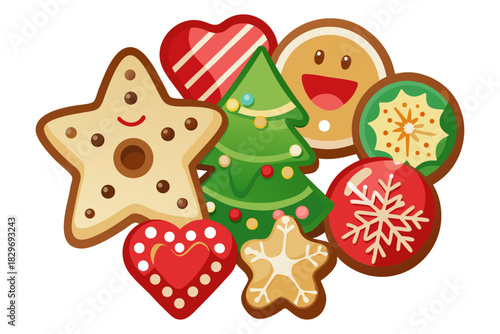 Vector graphics of Christmas cookies intended for use in holiday design and artwork.