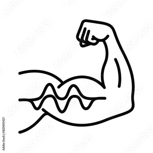 Line icon illustrating female body with symbols pointing to different internal areas and external factors like sun and people