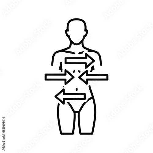 Black and white line icon representing pressure or impact on the top of a human head profile, isolated on