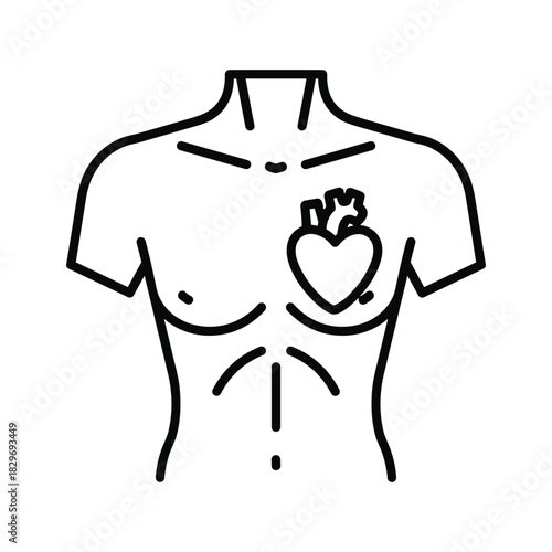 Icon representing torso with radiating sound waves and an arrow indicating ease or relaxation in the abdominal area