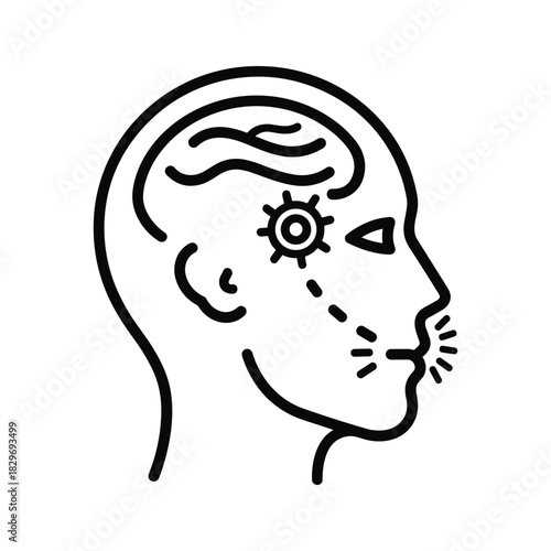 Line drawing illustration of a human leg showing a catheter insertion for femoral artery access isolated on