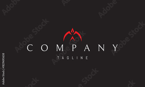 A vector red logo featuring an abstract image a bird shaped like a bow and arrow, designed in a clean minimal linear style.