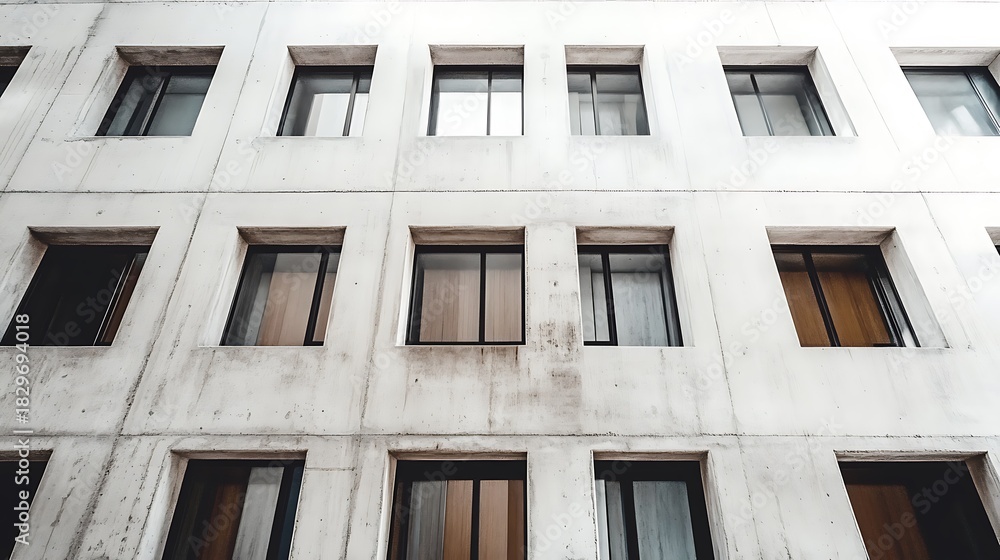 Fototapeta premium Facade of concrete building with windows high resolution image