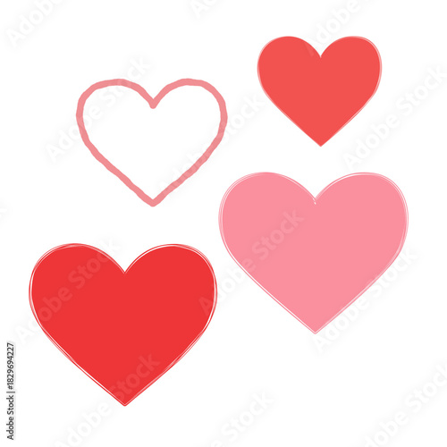 Cute Hearts Collection in Hand-Drawn Style for Valentine Decor