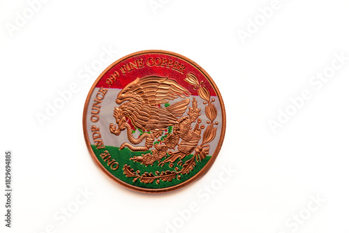 Cardiff Mid Glamorgan Wales UK november 30 2025 Mexican colored  one ounce  copper bullion coin