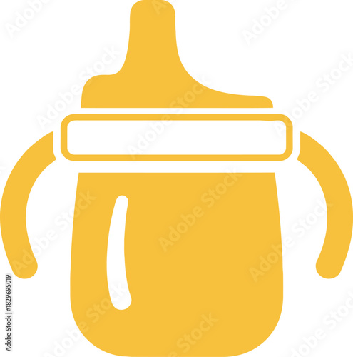 Bright yellow sippy cup with handles, perfect for toddlers learning to drink independently