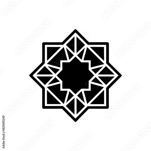 Complex geometric star with triangle divisions inside on transparent background silhouette
