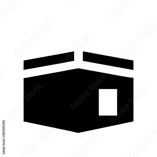 Illustration of the kaaba in black and white on transparent background silhouette
