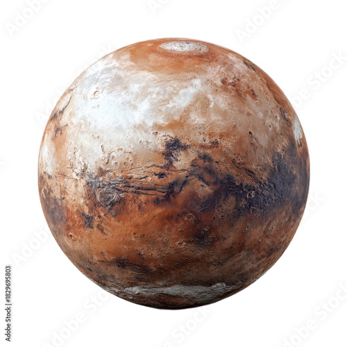A large red and white planet