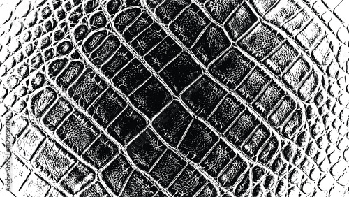 High contrast black and white crocodile skin texture vector background seamless reptile leather pattern distressed grunge surface for creative design