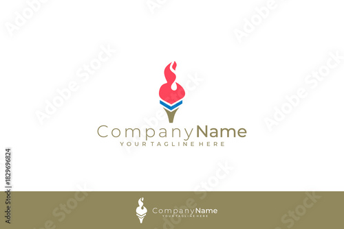torch logo with a simple and modest appearance, sport icons