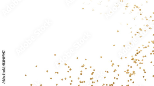Scattered gold star confetti isolated on transparent background