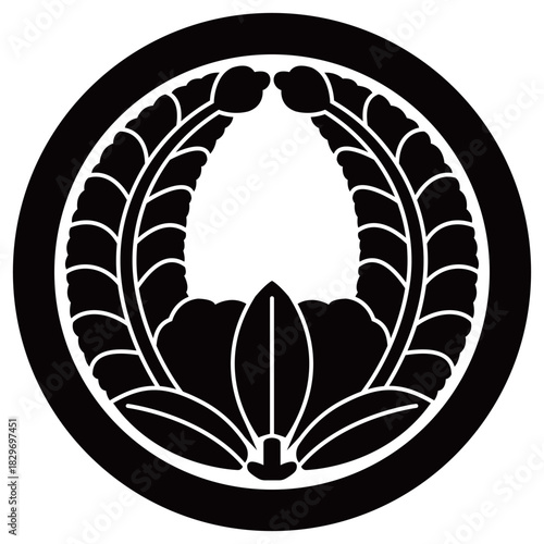 家紋です。丸に上り藤といいます。