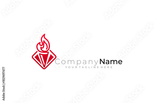 torch logo with a simple bright red look, sport logo vector