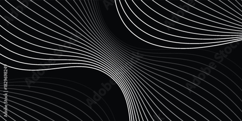 Abstract wave element for design. Digital frequency track equalizer. Stylized line art background. Vector illustration. Wave with lines created using blend tool. Curved wavy line, vector lines