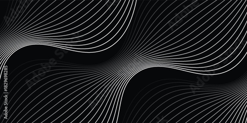 Abstract wave element for design. Digital frequency track equalizer. Stylized line art background. Vector illustration. Wave with lines created using blend tool. Curved wavy line, vector lines