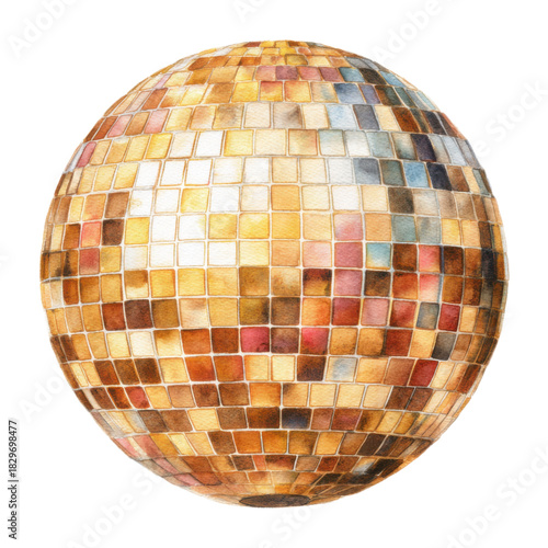 A watercolor painting of a disco ball