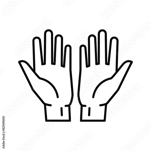 Outline icon of two open hands facing forward, palms up, isolated on