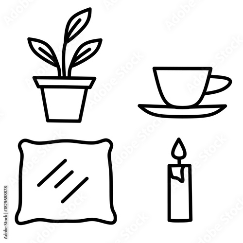 Minimal cozy home line icons