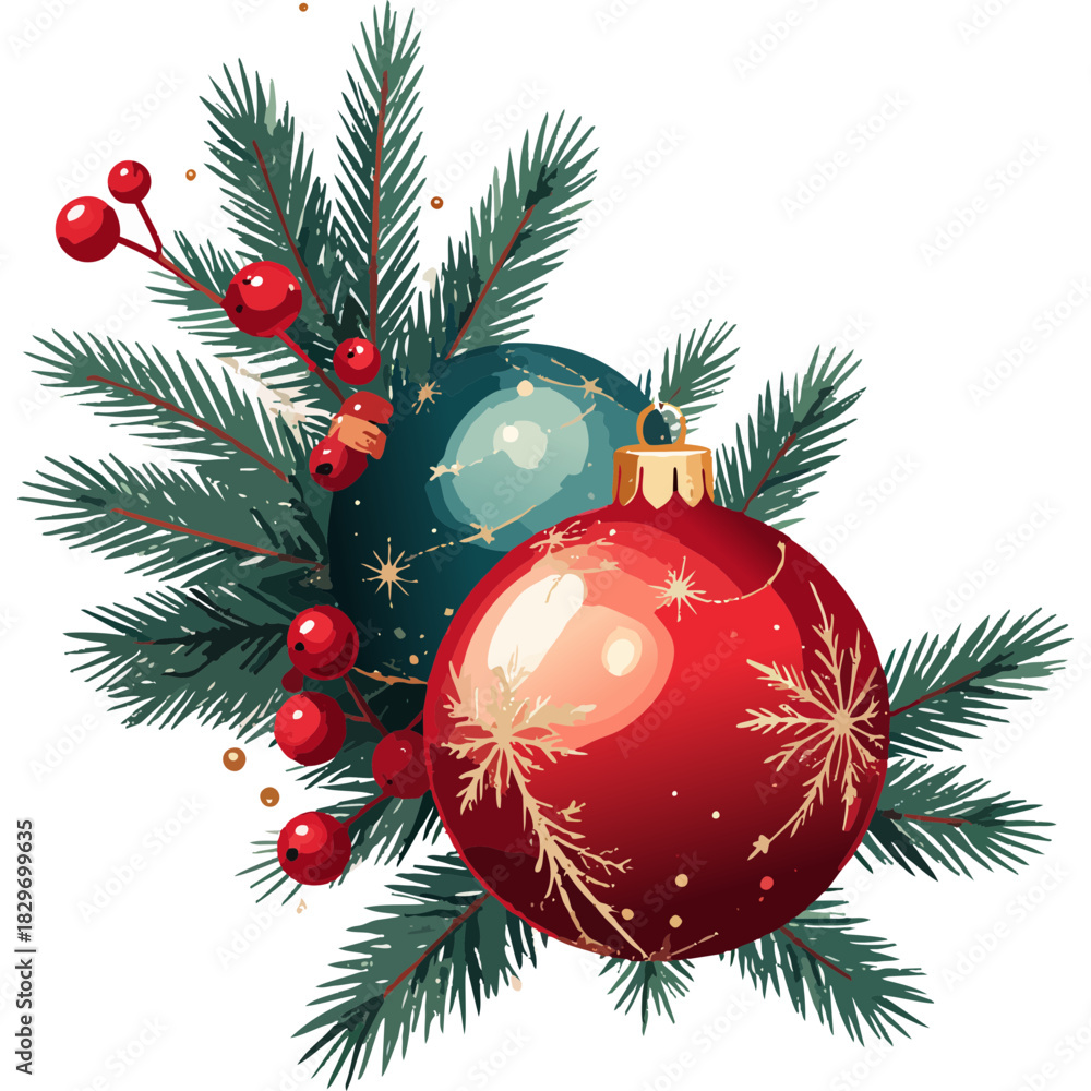 Naklejka premium Christmas Vector Illustration with Festive Elements