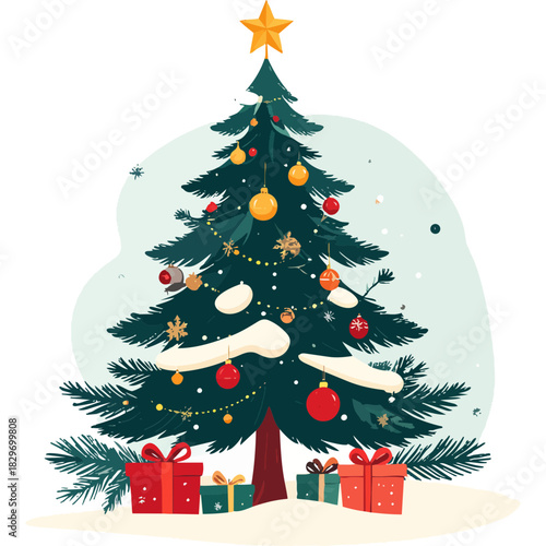 Christmas Vector Illustration with Festive Elements