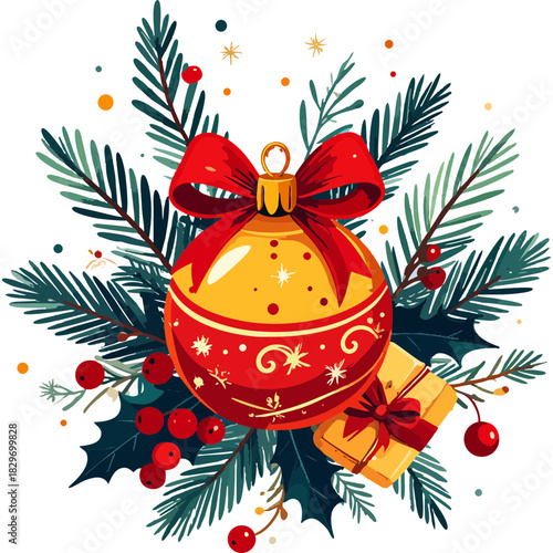 Christmas Vector Illustration with Festive Elements